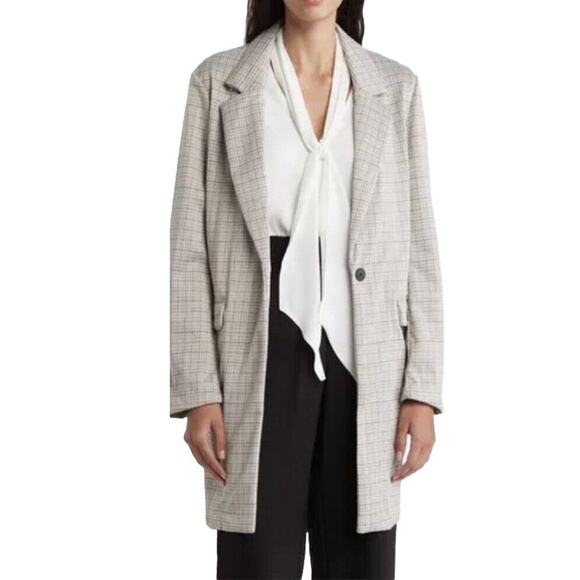 Sanctuary Womens size XXL Catalina Plaid Button Front Long Coat Jacket Blazer - Picture 1 of 11